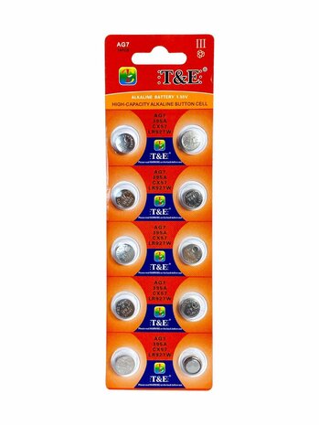 Batterijen AG 7 / LR69 Alkaline - 5 x 10 strips - 50 stuks knoopcel + 4 stuks AA Deleex