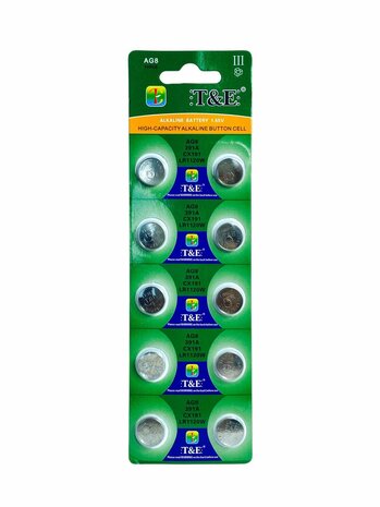 Batterijen AG 8 / LR55 Alkaline - 5 x 10 strips - 50 stuks knoopcel + 4 stuks AA Deleex