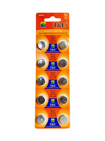 Batterijen AG 12 / LR43 Alkaline - 5 x 10 strips - 50 stuks knoopcel + 4 stuks AA Deleex