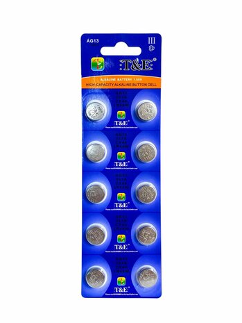 Batterijen AG 13 / LR44 Alkaline - 5 x 10 strips - 50 stuks knoopcel + 4 stuks AA Deleex