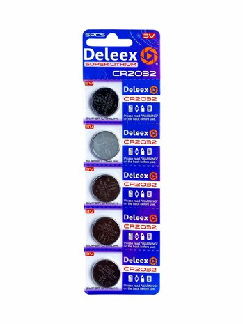 Batterijen CR2032 super lithium - 5 x 5 strips - 25 stuks knoopcel + 4 stuks AA Deleex