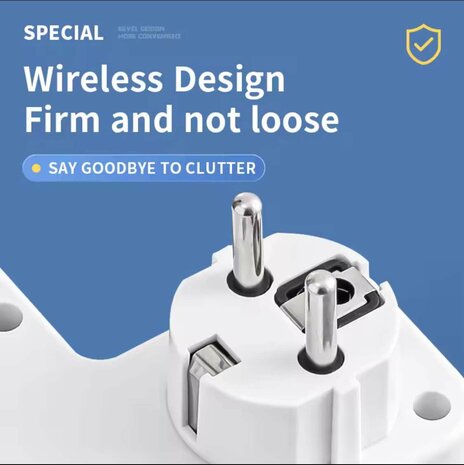 Stekkerdoos met 3 stopcontacten, 2 USB-poorten + 1 USB-C - 2500W - EU