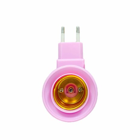 Stekker EU met E27 fitting + aan/uit schakelaar E27 - roze -