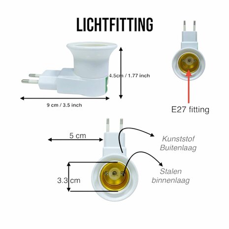 Stekker EU met E27 fitting + aan/uit schakelaar