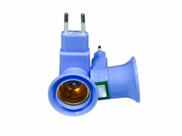 Stekker EU met E27 fitting + aan/uit schakelaar E27 - blauw -
