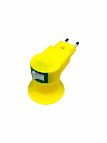 Stekker EU met E27 fitting + aan/uit schakelaar E27 - geel -