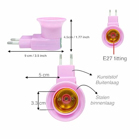 Stekker EU met E27 fitting + aan/uit schakelaar E27 - mix -