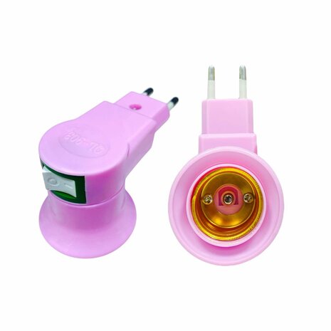 Stekker EU met E27 fitting + aan/uit schakelaar E27 - mix -