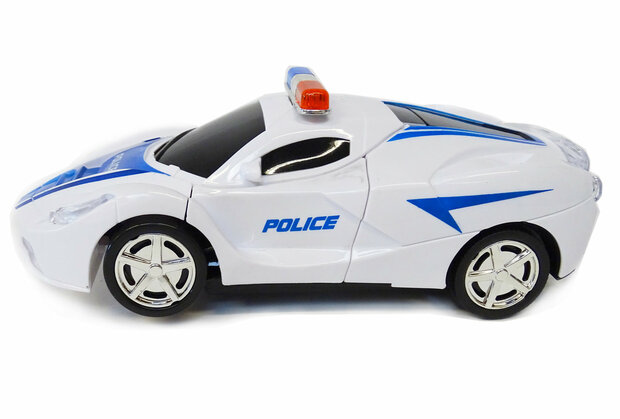 Robot Auto Politie 2in1 robot en auto transformer voertuig politie auto - led licht en geluid 22CM 