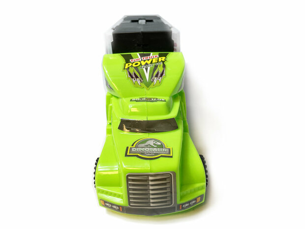 Dinosaurus vrachtwagen transporter truck  - 12 in 1 Dino set koffer - Oplegger - 38.5cm