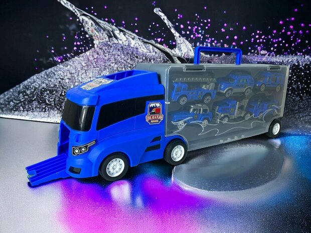 Vrachtwagen set Politie - transporter - 6-delig set - truck koffer - 36.4 cm