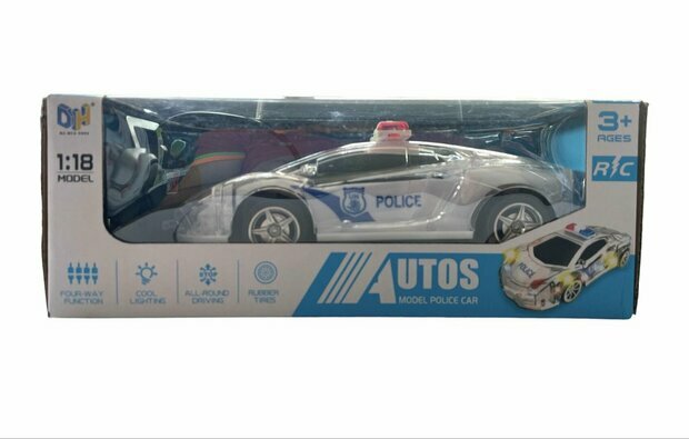 RC Auto - Politie Radiografisch bestuurbare auto - LED LIGHT - 1:18
