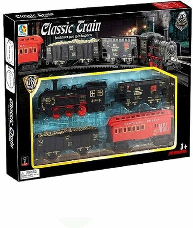 Elektrische Klassieke trein - Met Wagons, Spoor en LED licht - Spoorwegwagen - 18 delen