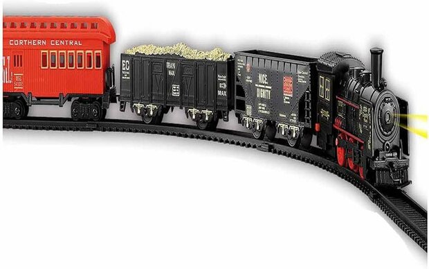 Elektrische Klassieke trein - Met Wagons, Spoor en LED licht - Spoorwegwagen - 18 delen