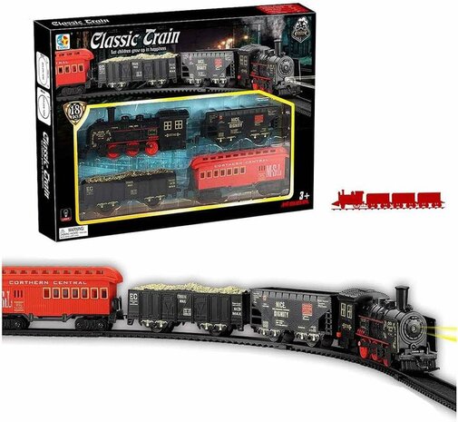 Elektrische Klassieke trein - Met Wagons, Spoor en LED licht - Spoorwegwagen - 18 delen
