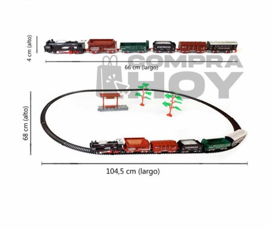 Elektrische trein - Klassieke Stoomlocomotief - Met Wagons, Spoor en LED licht - Spoorwegwagen - 23 delen