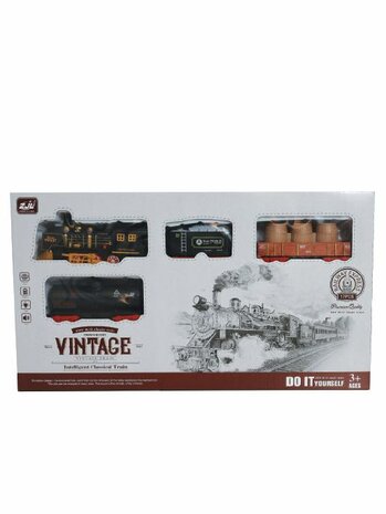 Klassieke  trein Elektrische - Met Wagons, Spoor en LED licht - Spoorwegwagen - 17 delen ( 103X78 cm )