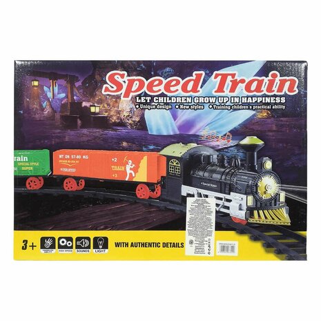 Elektrische trein - Klassieke - Met Wagons, Spoor en LED licht - Spoorwegwagen - 9 delen ( 74X74 cm )