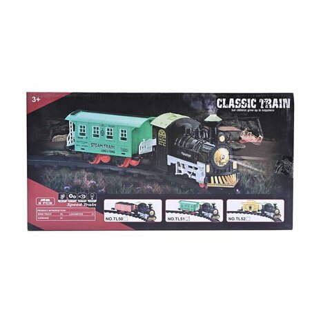 Elektrische trein - Klassieke - Met Wagons, Spoor en LED licht - Spoorwegwagen - 8 delen ( 74X74 cm )