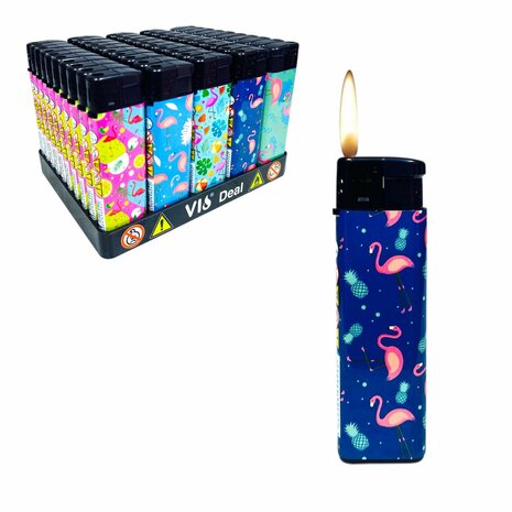 Aansteker &ndash; 50 stuks Navulbaar &amp; Verstelbaar aanstekers Flamingo 