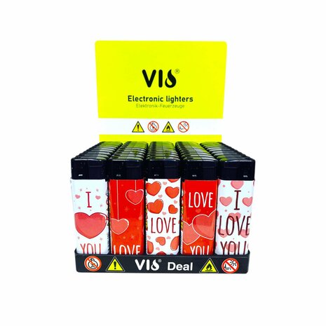 Aanstekers - I Love U &ndash; Navulbaar &amp; Verstelbaar - 50 stuks Hartjes 