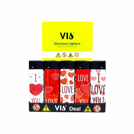 Aanstekers - I Love U &ndash; Navulbaar &amp; Verstelbaar - 50 stuks Hartjes 