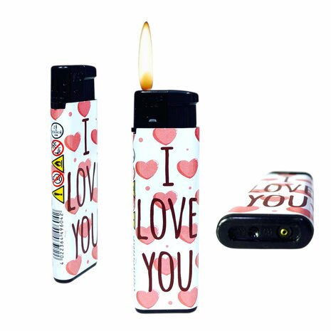 Aanstekers - I Love U &ndash; Navulbaar &amp; Verstelbaar - 50 stuks Hartjes 