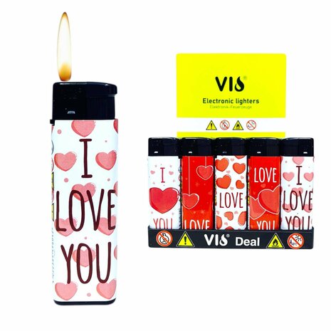Aanstekers - I Love U &ndash; Navulbaar &amp; Verstelbaar - 50 stuks Hartjes 