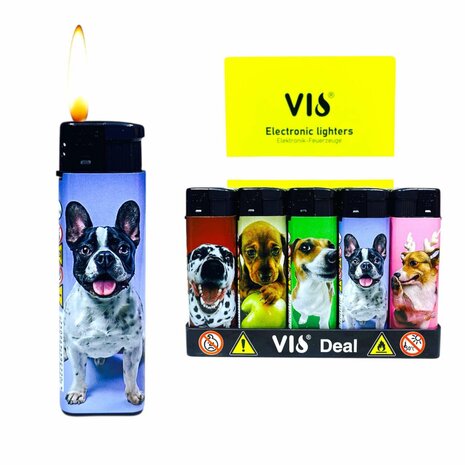 Aanstekers - Navulbaar &amp; Verstelbaar - 50 stuks met hondenprint 