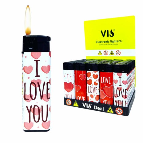 Aanstekers - I Love U &ndash; Navulbaar &amp; Verstelbaar - 50 stuks Hartjes 