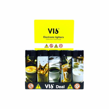 Klik Aanstekers - met koffie print - navulbaar - 50 stuks