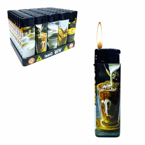 Klik Aanstekers - met koffie print - navulbaar - 50 stuks