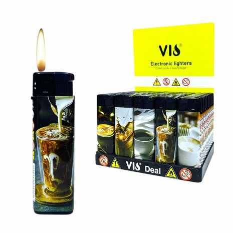 Klik Aanstekers - met koffie print - navulbaar - 50 stuks