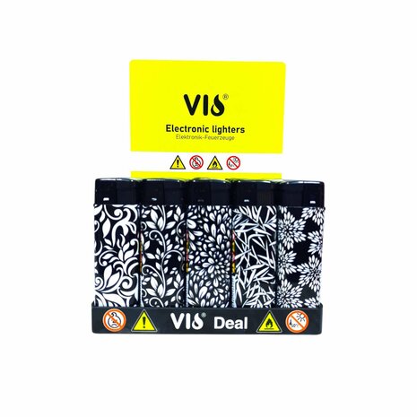 Klik Aanstekers tray van 50 stuks - Navulbaar - zwart  wit print