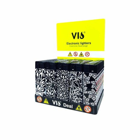 Klik Aanstekers tray van 50 stuks - Navulbaar - zwart  wit print