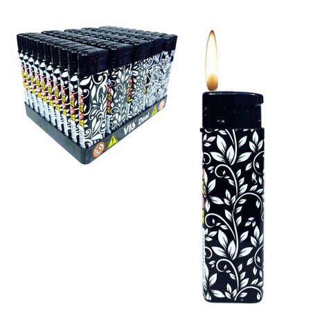 Klik Aanstekers tray van 50 stuks - Navulbaar - zwart  wit print