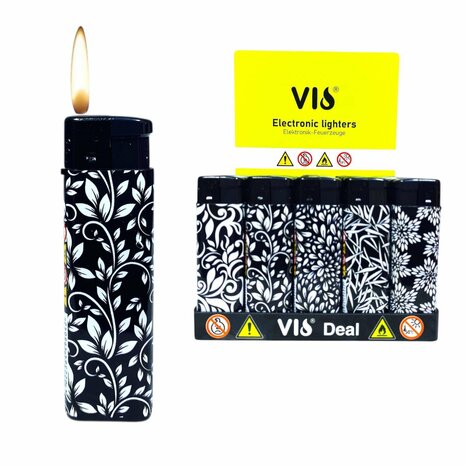 Klik Aanstekers tray van 50 stuks - Navulbaar - zwart  wit print
