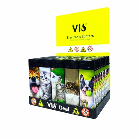 Klik Aanstekers - Schattige katten en honden print - Navulbaar &amp; Verstelbaar - 50 stuks