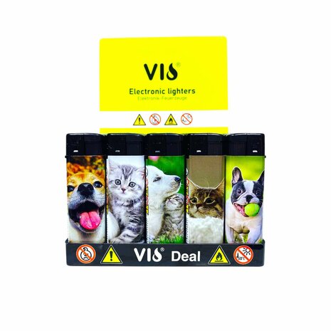 Klik Aanstekers - Schattige katten en honden print - Navulbaar &amp; Verstelbaar - 50 stuks