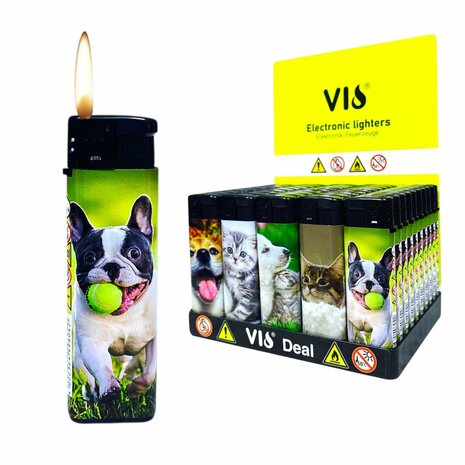 Klik Aanstekers - Schattige katten en honden print - Navulbaar &amp; Verstelbaar - 50 stuks