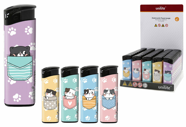 Aanstekers Pocket Cats &ndash; Schattige  katten print - Fix Flame Aanstekers 50 stuks per tray 