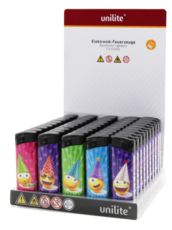 Aanstekers Pocket Cats &ndash; Schattige  Emoji Print - Fix Flame Aanstekers 50 stuks per tray 