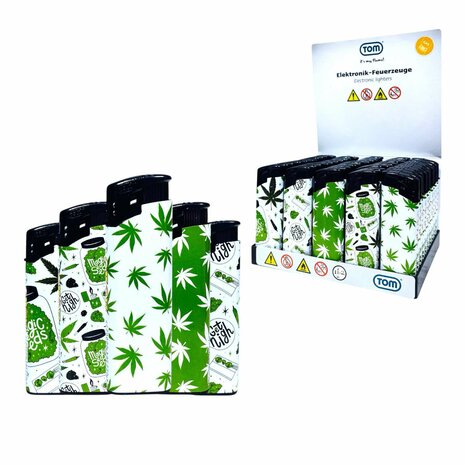 Aanstekers - verstelbaar vlam met Ganja Weed Print - 50 stuks - cannabis design lighters 