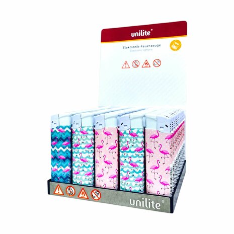 Aansteker - 50 stuks Navulbaar &amp; Verstelbaar aanstekers Flamingo Unilite 