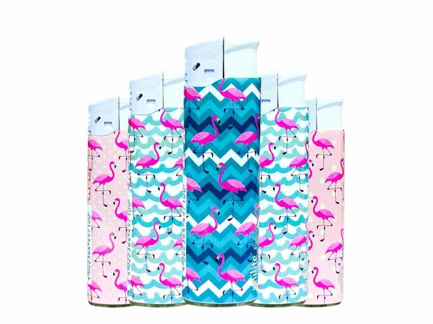 Aansteker - 50 stuks Navulbaar &amp; Verstelbaar aanstekers Flamingo Unilite 