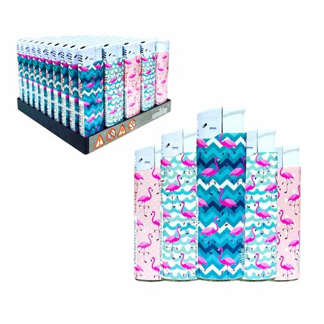 Aansteker - 50 stuks Navulbaar &amp; Verstelbaar aanstekers Flamingo Unilite 