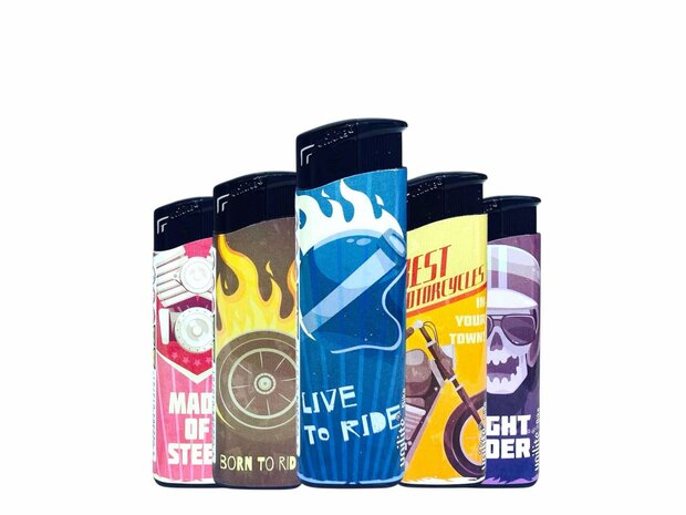 Aanstekers - klik - Navulbare Fix Flame  - 50 stuks per tray Unilite Rock-&#039;n-roll Print