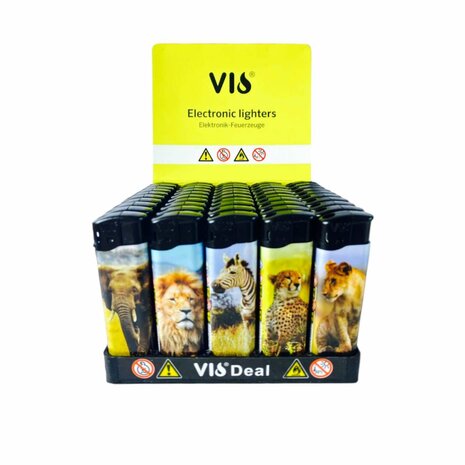 Aanstekers Elektronisch klik - 50 STUKS - Navulbaar ( Dierenprint )