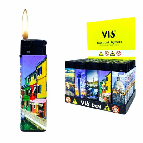 Aanstekers klik  (50 stuks) - Navulbaar &amp; Verstelbaar vlam mix print