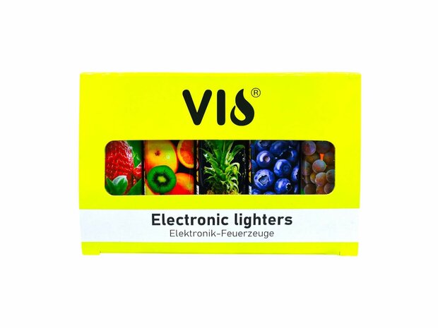 Elektrisch Klik Aansteker 50 Stuks Met Fruitprint - navulbaar - vio 